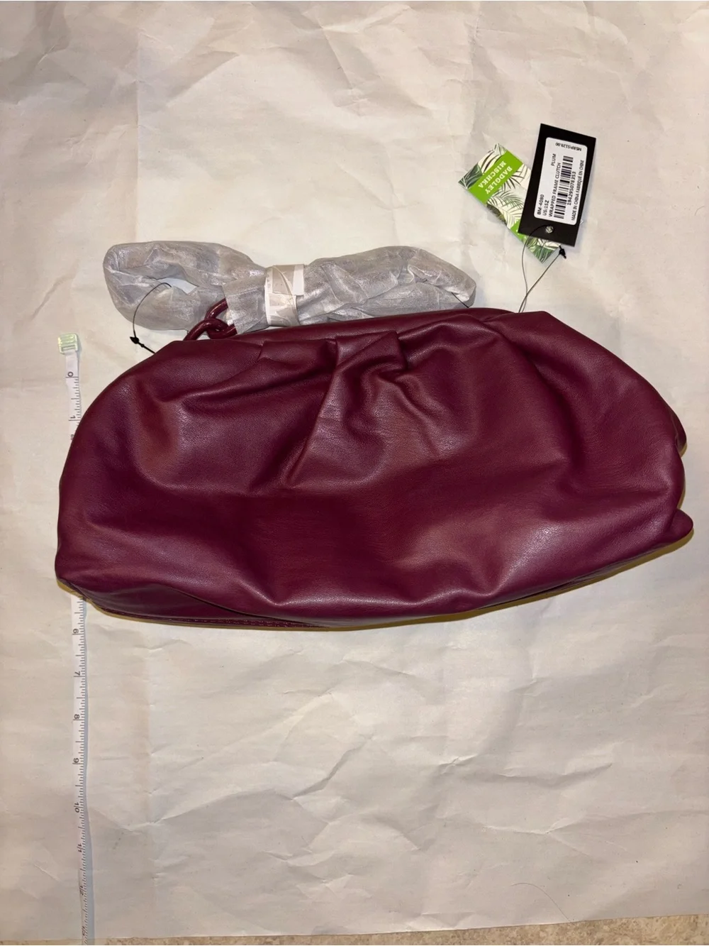 Plum Badgley Mishka Wrapped Frame Clutch, matching Chain should strap attached